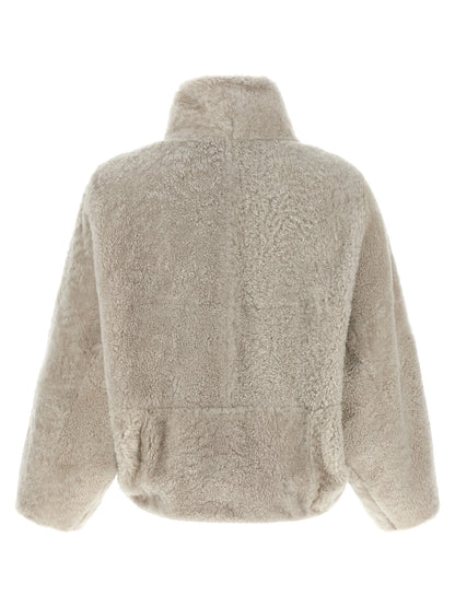 Brunello Cucinelli Beige Lammleder Jacke in voller Länge