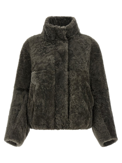 Brunello Cucinelli Graue Lammleder-Jacke in voller Länge