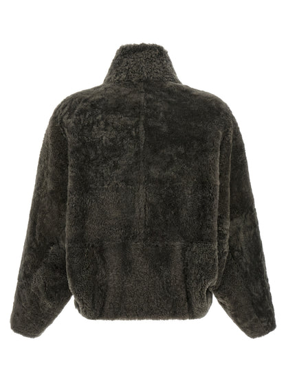 Brunello Cucinelli Graue Lammleder-Jacke in voller Länge