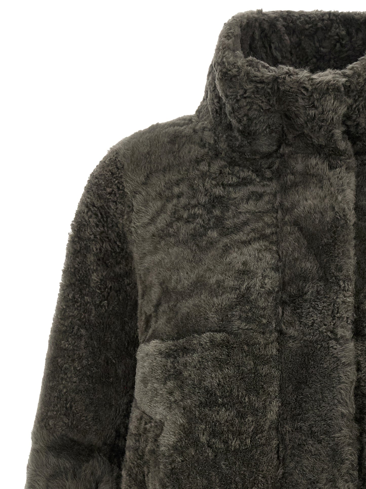 Brunello Cucinelli Graue Lammleder-Jacke in voller Länge