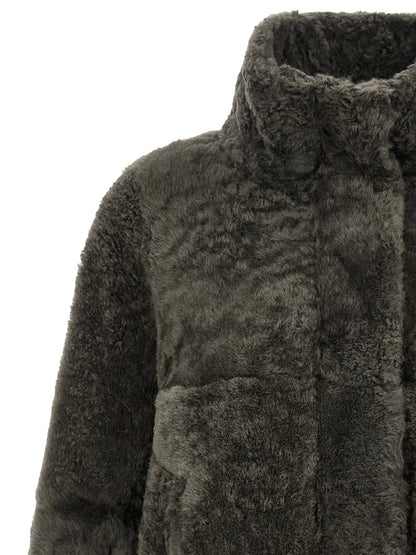 Brunello Cucinelli Graue Lammleder-Jacke in voller Länge