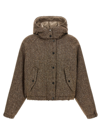 Brunello Cucinelli Brauner Mantel aus reiner Schurwolle