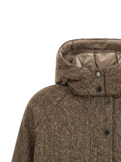 Brunello Cucinelli Brauner Mantel aus reiner Schurwolle