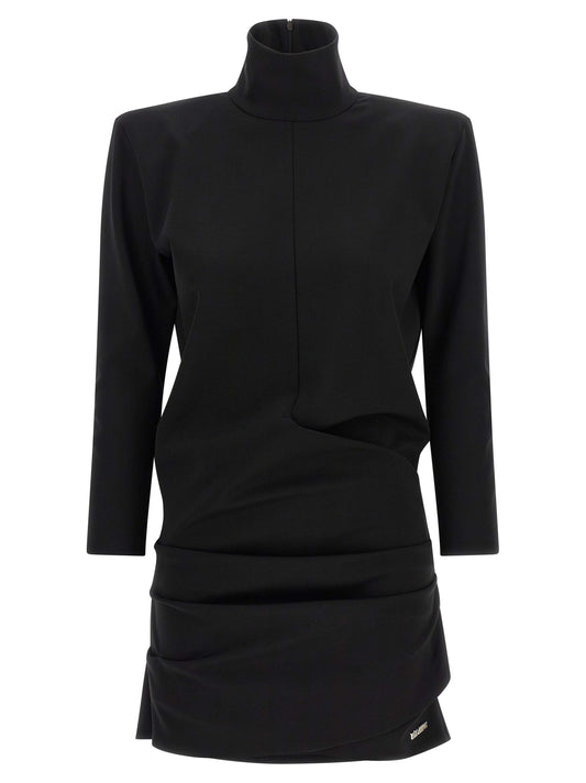 The Attico Schwarzes Viskose-Kurzkleid