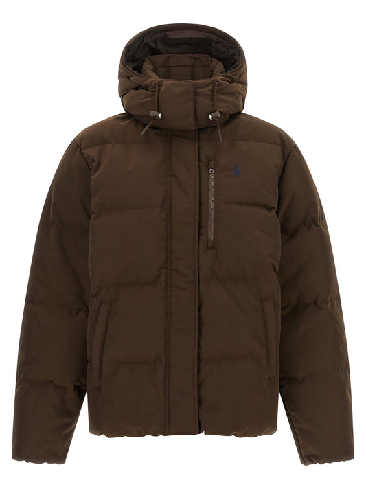 Polo Ralph Lauren Braune Polyester-Jacke in voller Länge