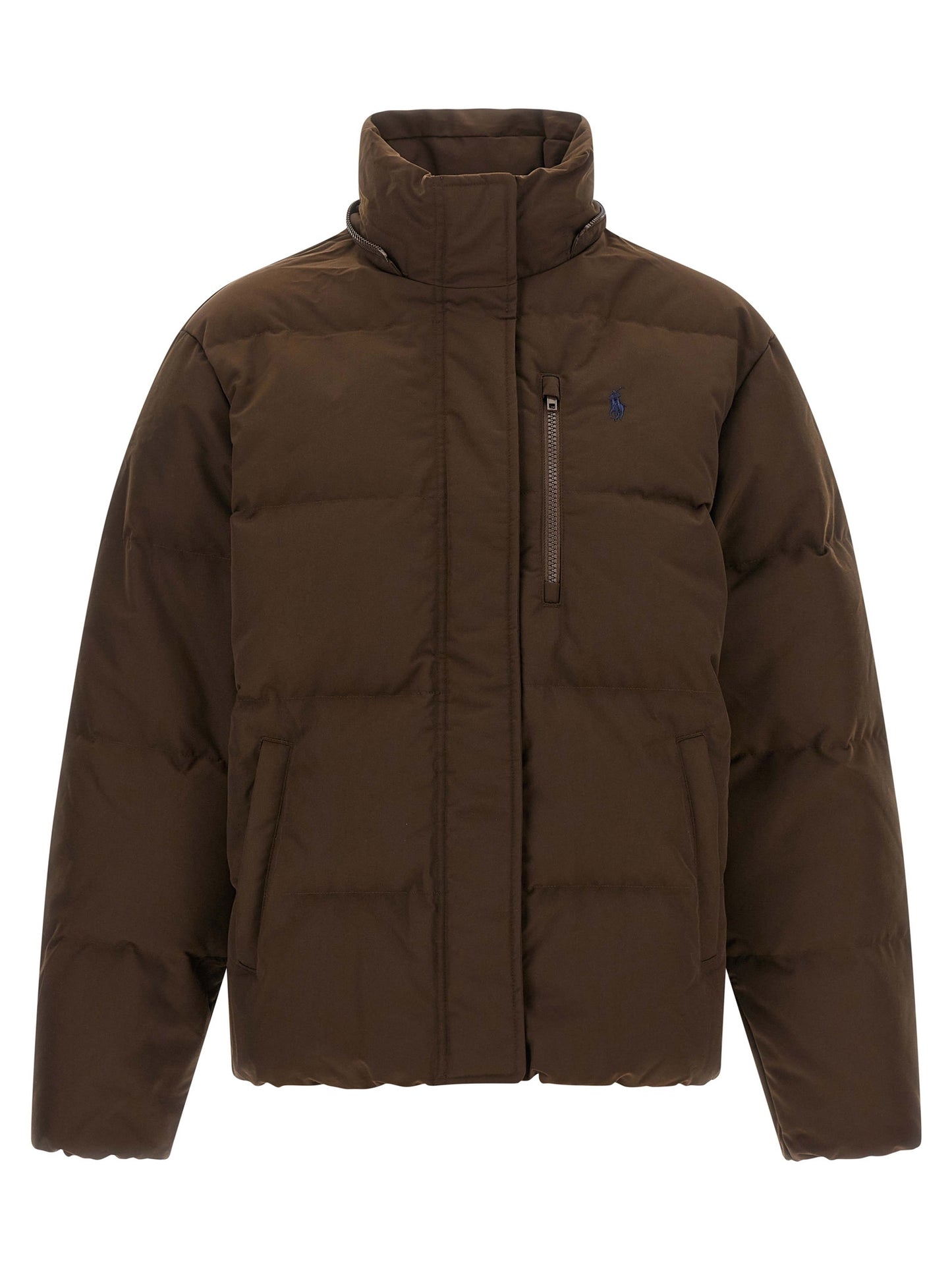 Polo Ralph Lauren Braune Polyester-Jacke in voller Länge