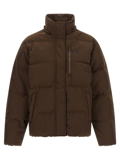 Polo Ralph Lauren Braune Polyester-Jacke in voller Länge