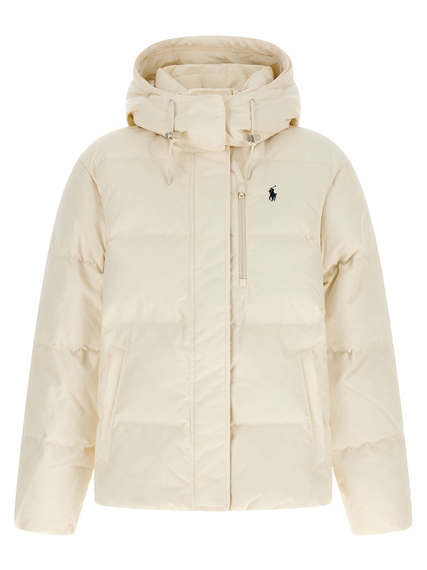 Polo Ralph Lauren Weiße Polyester-Jacke in voller Länge