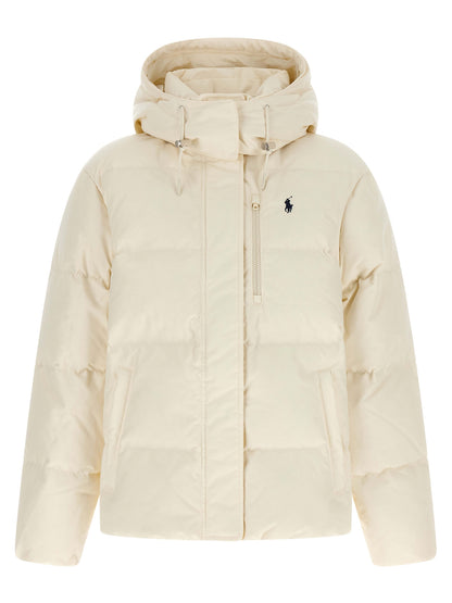 Polo Ralph Lauren Weiße Polyester-Jacke in voller Länge