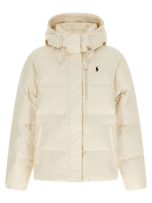Polo Ralph Lauren Weiße Polyester-Jacke in voller Länge