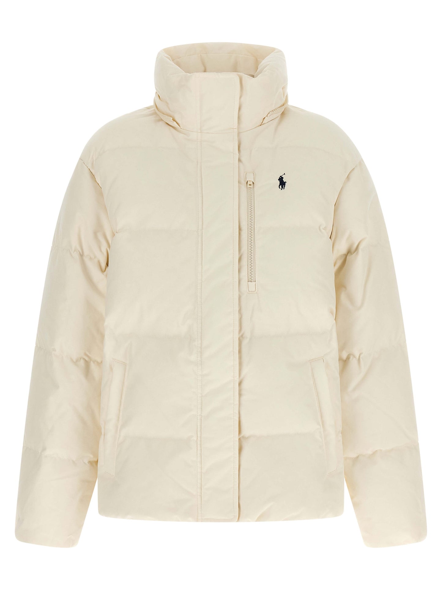 Polo Ralph Lauren Weiße Polyester-Jacke in voller Länge