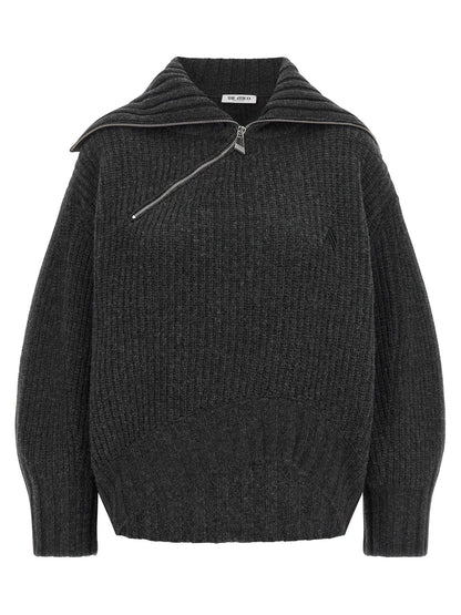 The Attico Grauer Cardigan aus reiner Schurwolle