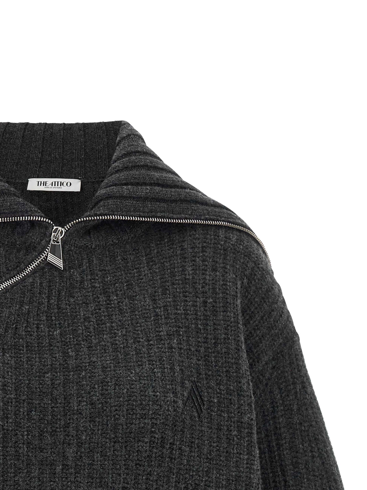 The Attico Grauer Cardigan aus reiner Schurwolle