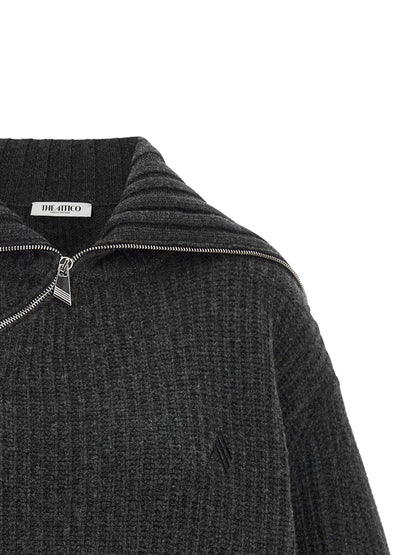 The Attico Grauer Cardigan aus reiner Schurwolle