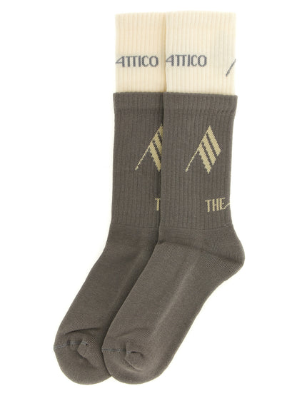The Attico Graue Baumwollsocken