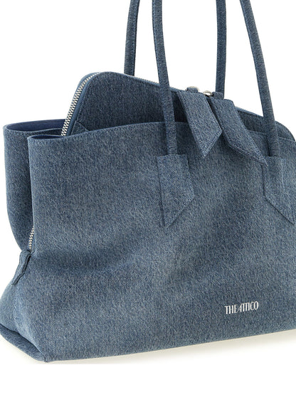 The Attico Blaue Baumwoll-Umhängetasche