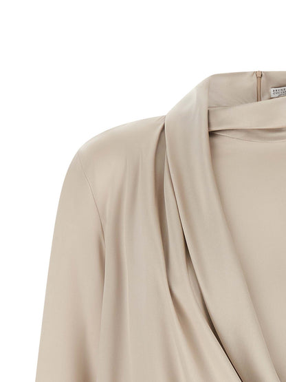 Brunello Cucinelli Beige Seidenbluse
