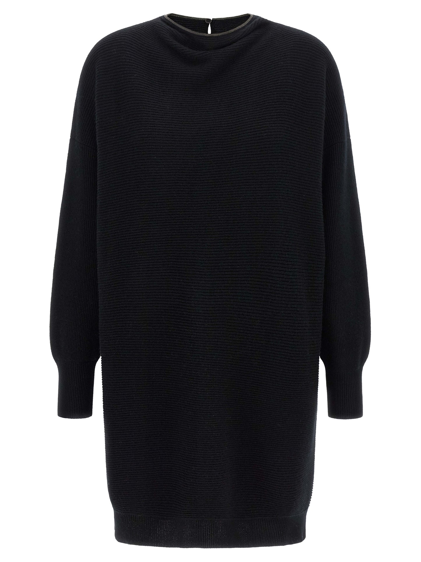 Brunello Cucinelli Kurzes Kleid aus schwarzer Schurwolle