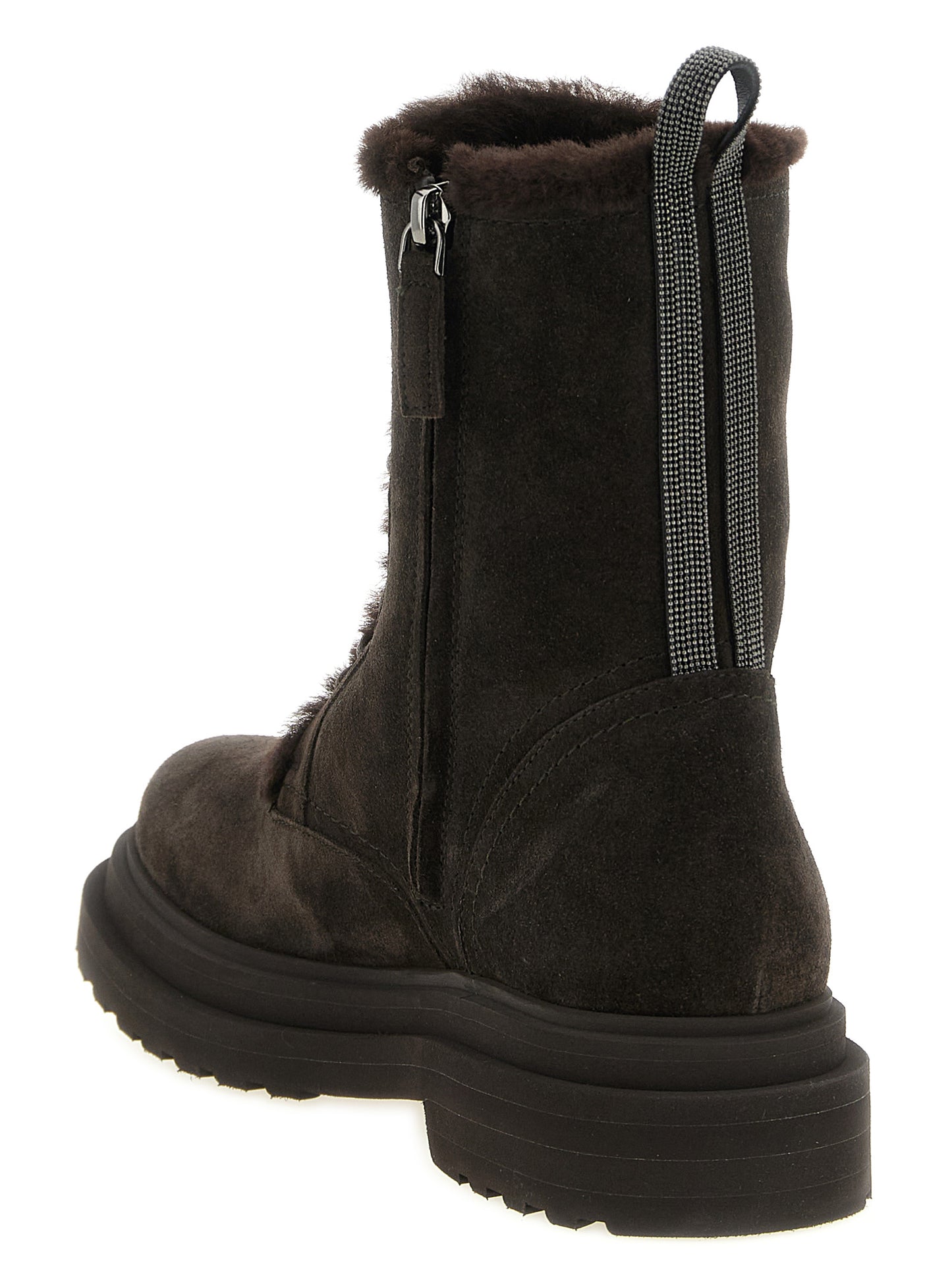 Brunello Cucinelli Braune Schnürstiefel aus Kalbsleder