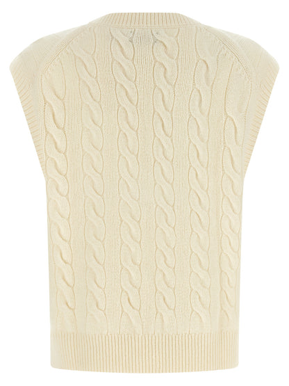 Polo Ralph Lauren Ärmellose weiße Wolljacke