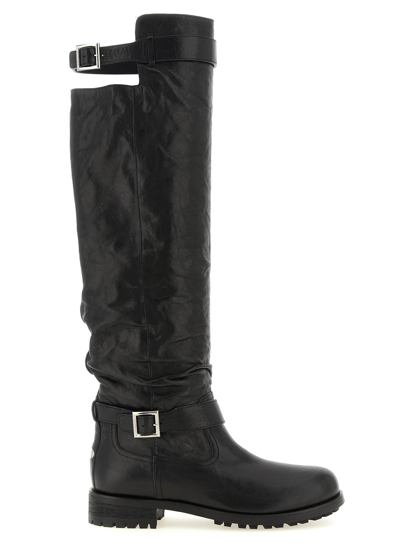 Jimmy Choo Schwarze Leder Overknee-Stiefel