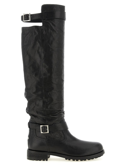 Jimmy Choo Schwarze Leder Overknee-Stiefel