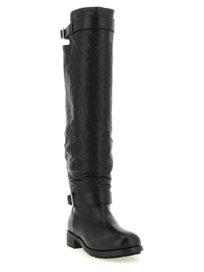 Jimmy Choo Schwarze Leder Overknee-Stiefel