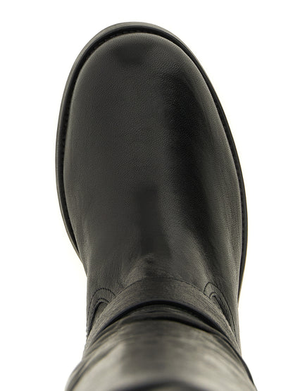 Jimmy Choo Schwarze Leder Overknee-Stiefel