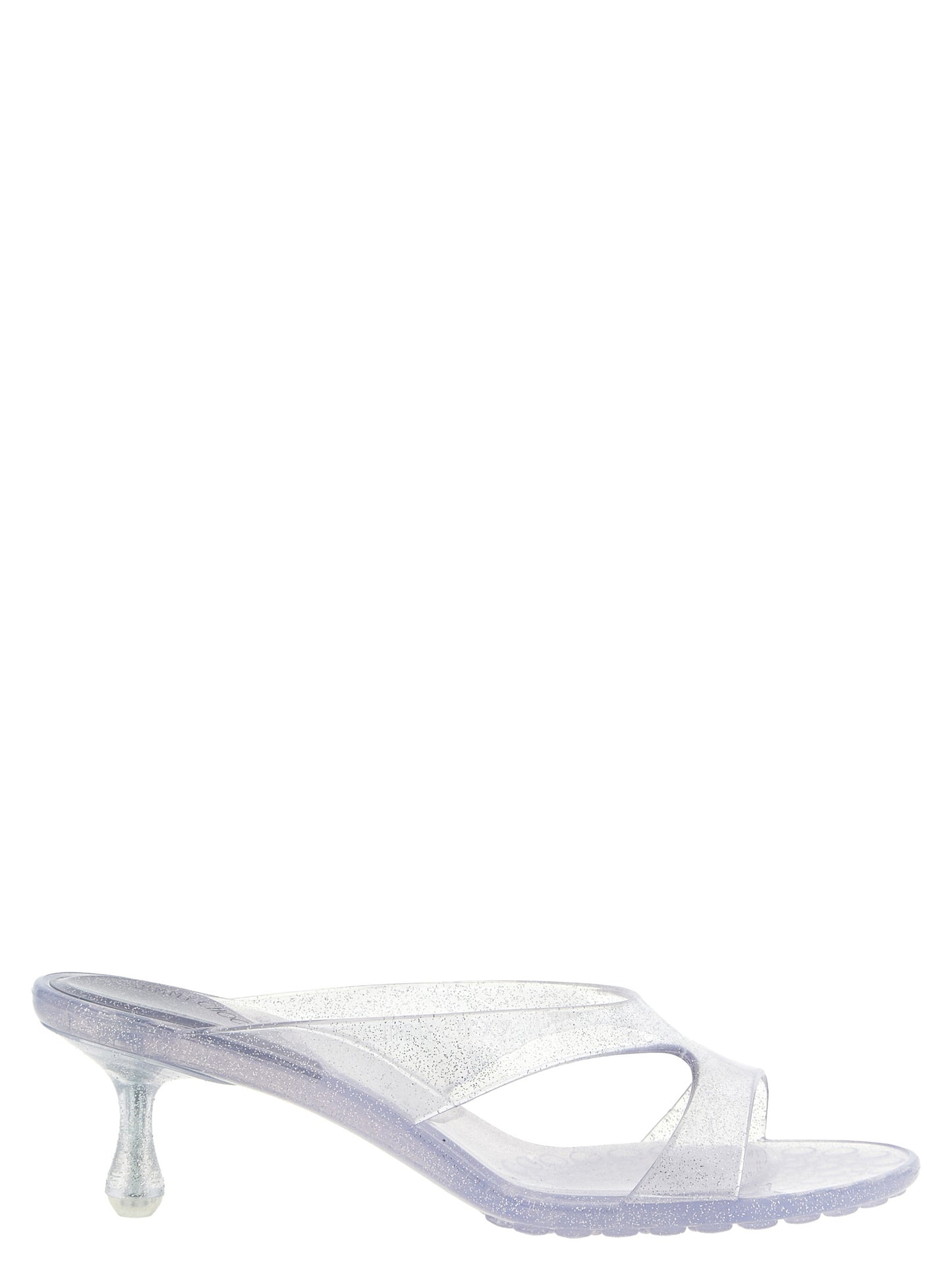 Jimmy Choo Silberne Gummi-Sandalen