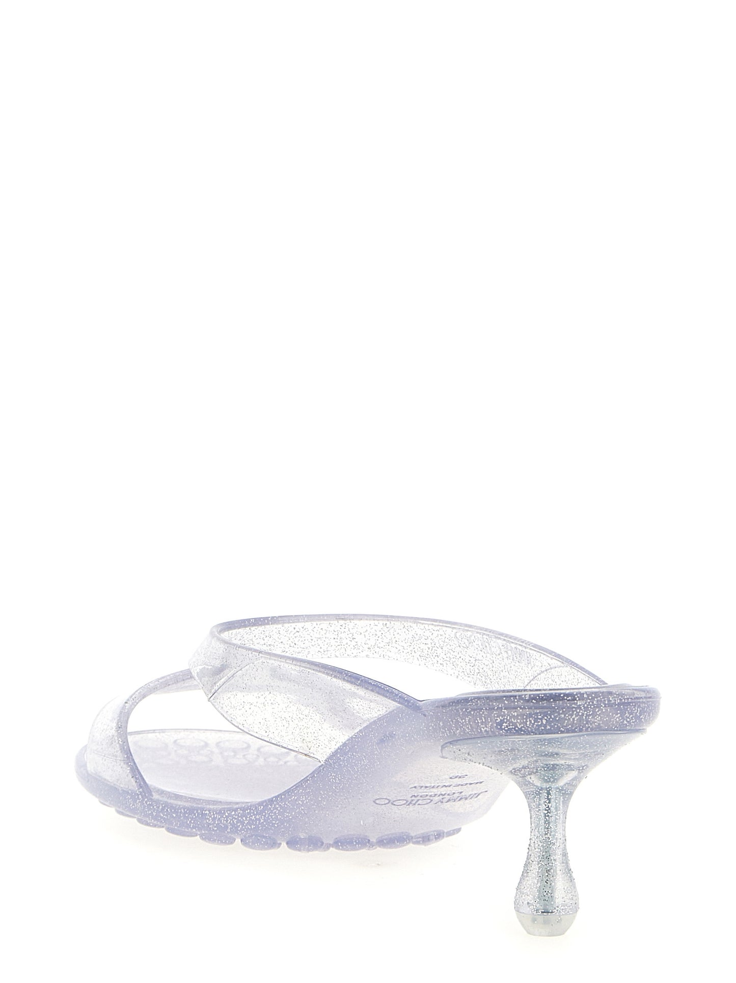 Jimmy Choo Silberne Gummi-Sandalen