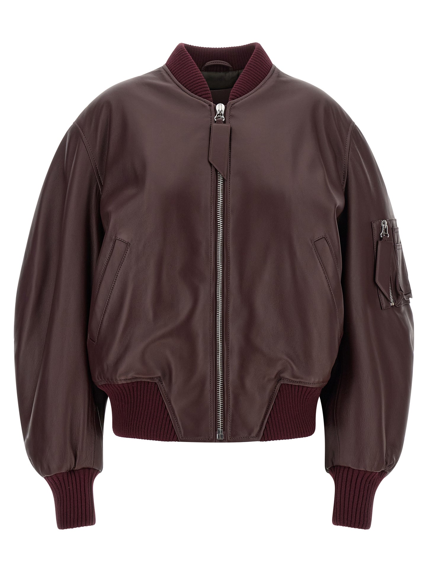 The Attico Bordeaux Lammleder Lederjacke