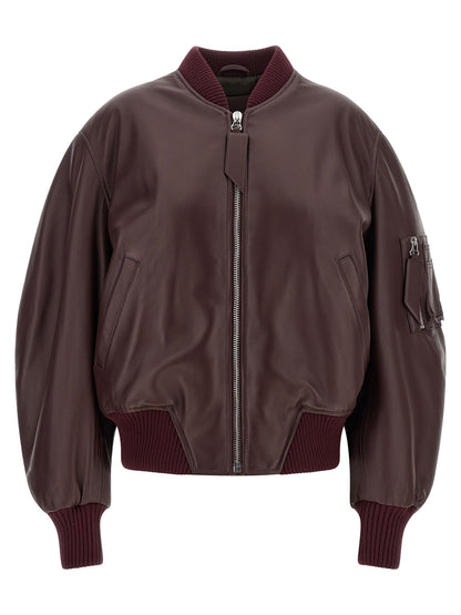 The Attico Bordeaux Lammleder Lederjacke