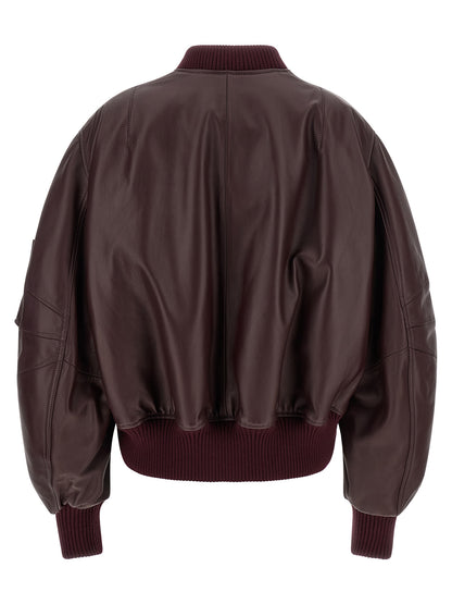 The Attico Bordeaux Lammleder Lederjacke