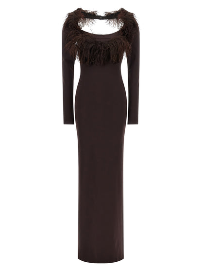 The Attico Braunes Viskose-Maxikleid