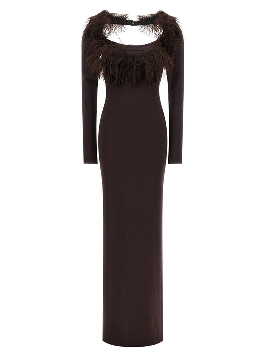 The Attico Braunes Viskose-Maxikleid