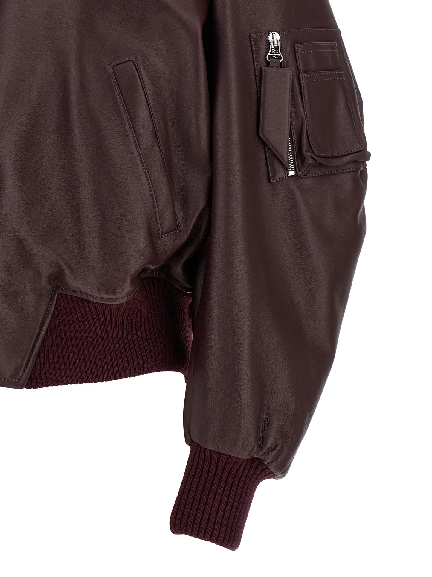 The Attico Bordeaux Lammleder Lederjacke