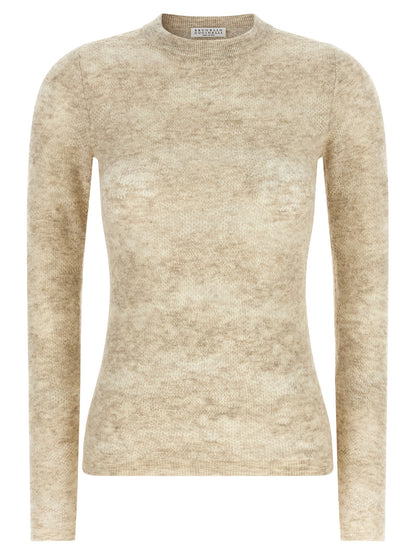 Brunello Cucinelli Beige Seidenstrickjacke