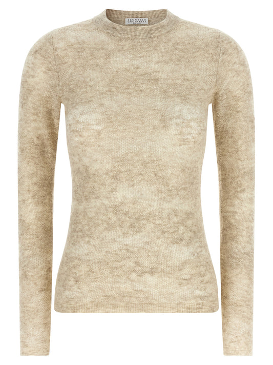 Brunello Cucinelli Beige Seidenstrickjacke
