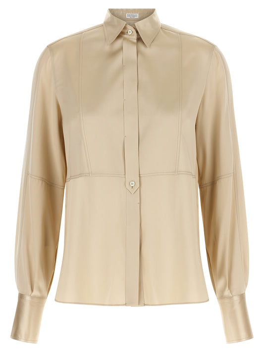 Brunello Cucinelli Beige Seidenbluse