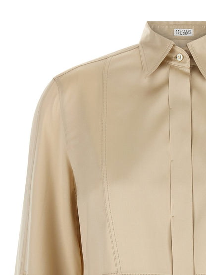 Brunello Cucinelli Beige Seidenbluse