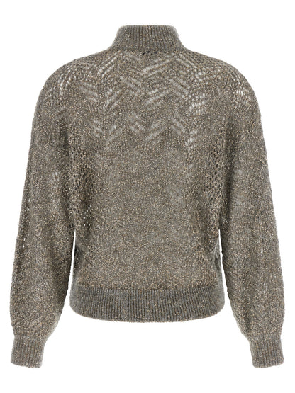 Brunello Cucinelli Grauer Cardigan aus Polyamid