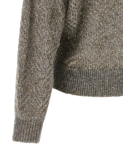 Brunello Cucinelli Grauer Cardigan aus Polyamid