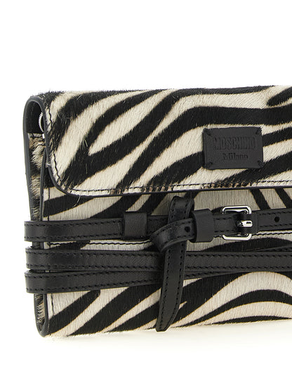 Moschino Zweifarbige Leder-Kartenhülle