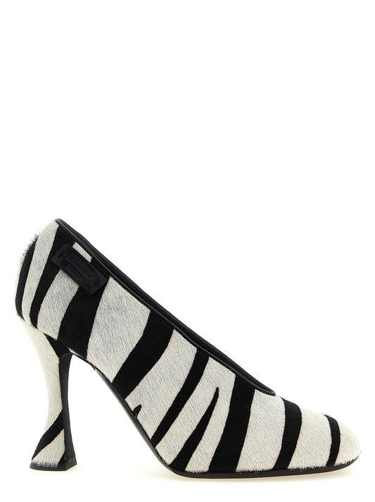 Moschino Zweifarbige Pumps aus Kalbsleder mit hohem Absatz