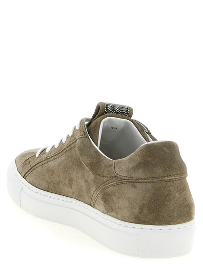 Brunello Cucinelli Graue Kalbsleder Low-Top-Sneaker