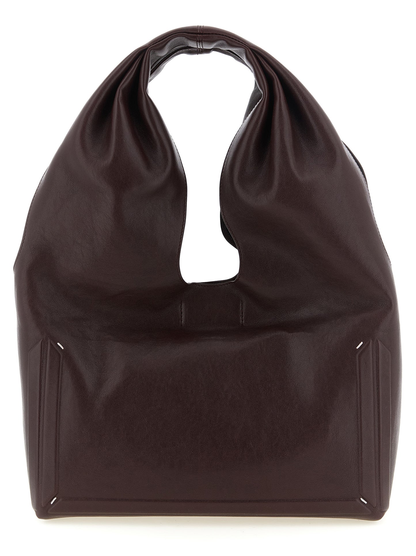 Maison Margiela Schultertasche aus bordeauxrotem Lammleder