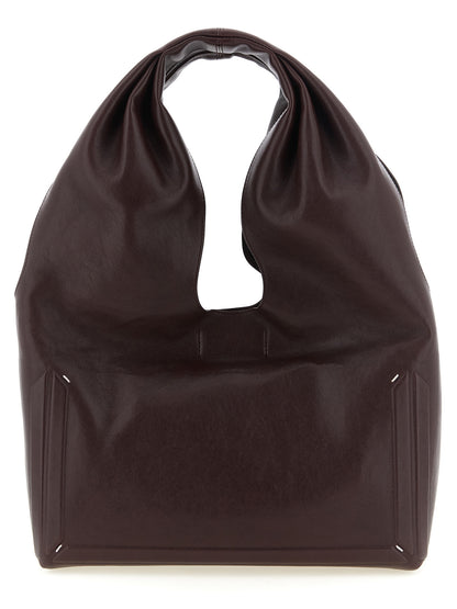 Maison Margiela Schultertasche aus bordeauxrotem Lammleder