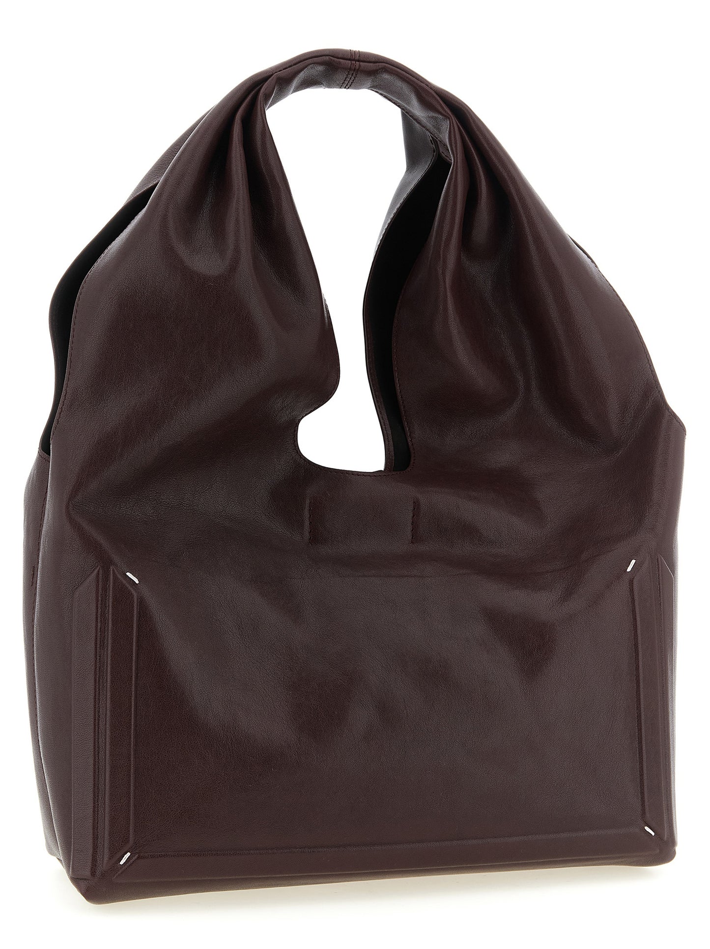 Maison Margiela Schultertasche aus bordeauxrotem Lammleder