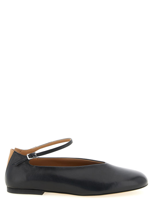 Jil Sander Elyss Schwarze Kalbsleder-Ballerinas