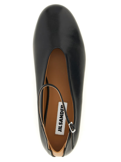 Jil Sander Schwarze Ballerinas aus Kalbsleder